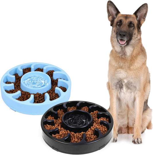 "Ultimate Anti-Gulping Slow Feeder Bowl for Large Dogs - Prevent Bloat and Promote Healthy Eating Habits - Set of 2 Slow Eating Bowls (Black and Blue)!"