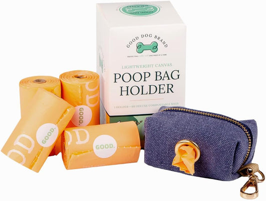 "Earth-Friendly Dog Poop Bags | 60 Compostable Bags with Dispenser | Unscented, Extra Thick | Convenient and Hygienic | Large Size for Easy Cleanup | Includes Poop Bag Holder"